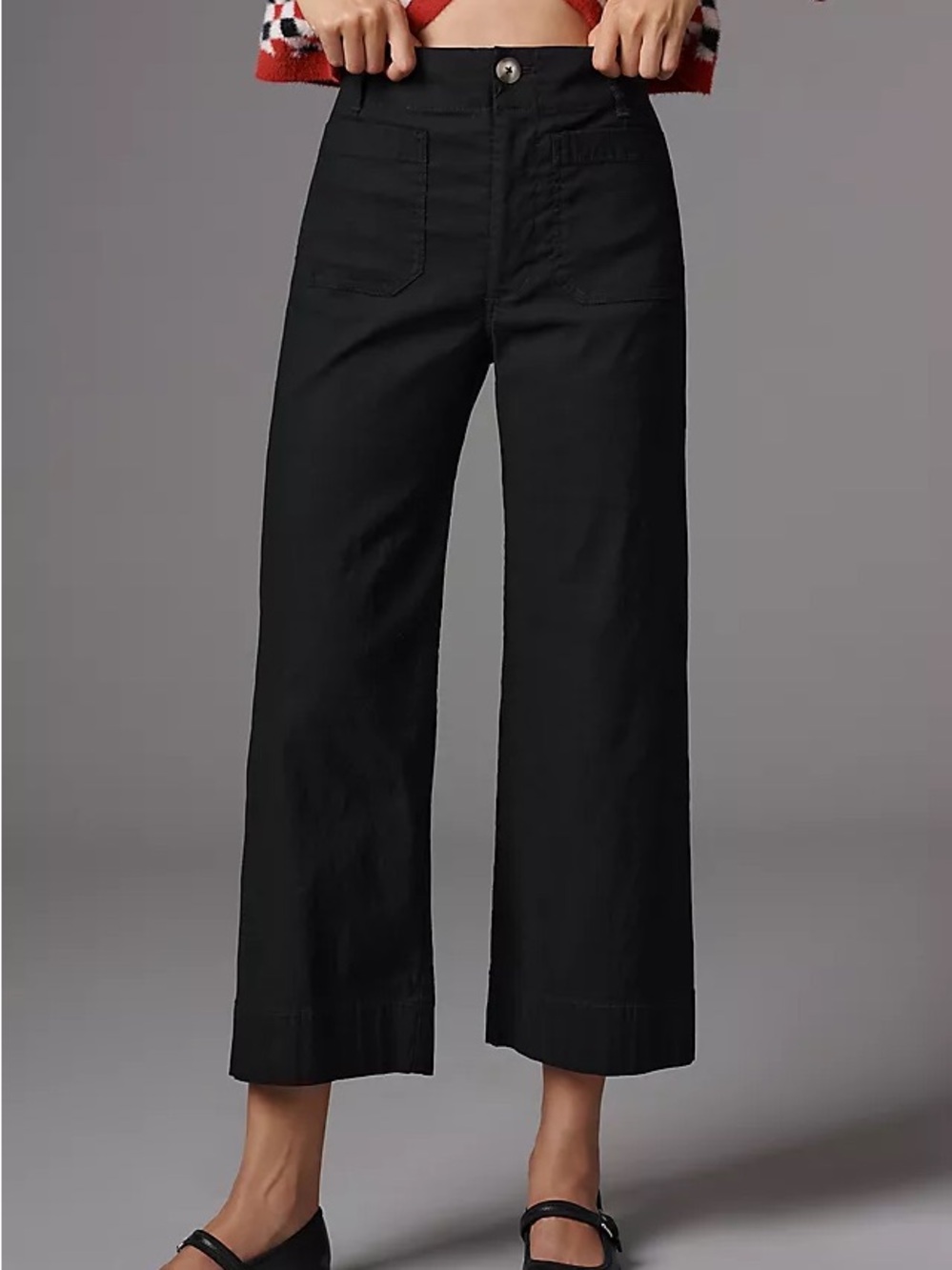 Anthropologie Black Wide-Leg Crop Pants